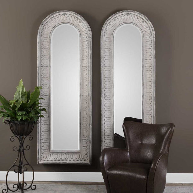 Uttermost Argenton Distressed Ivory Wash Arch Mirror