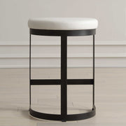 Uttermost Ivanna White Pebbled Faux Leather Counter Stool With Matte Black Iron Base