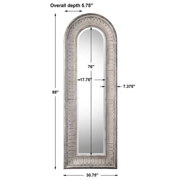 Uttermost Argenton Distressed Ivory Wash Arch Mirror