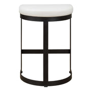Uttermost Ivanna White Pebbled Faux Leather Counter Stool With Matte Black Iron Base