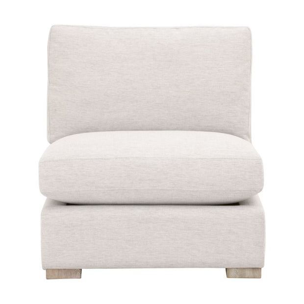 Essentials For Living Clara Modular 1-Seat Armless Chair ~ Performance Stone Basketweave With Natural Gray Oak