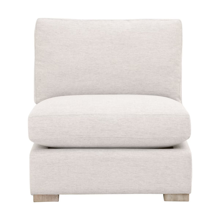 Essentials For Living Clara Modular 1-Seat Armless Chair ~ Performance Stone Basketweave With Natural Gray Oak