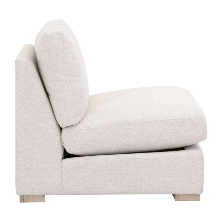 Essentials For Living Clara Modular 1-Seat Armless Chair ~ Performance Stone Basketweave With Natural Gray Oak