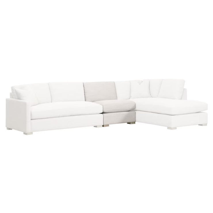 Essentials For Living Clara Modular 1-Seat Armless Chair ~ Performance Stone Basketweave With Natural Gray Oak
