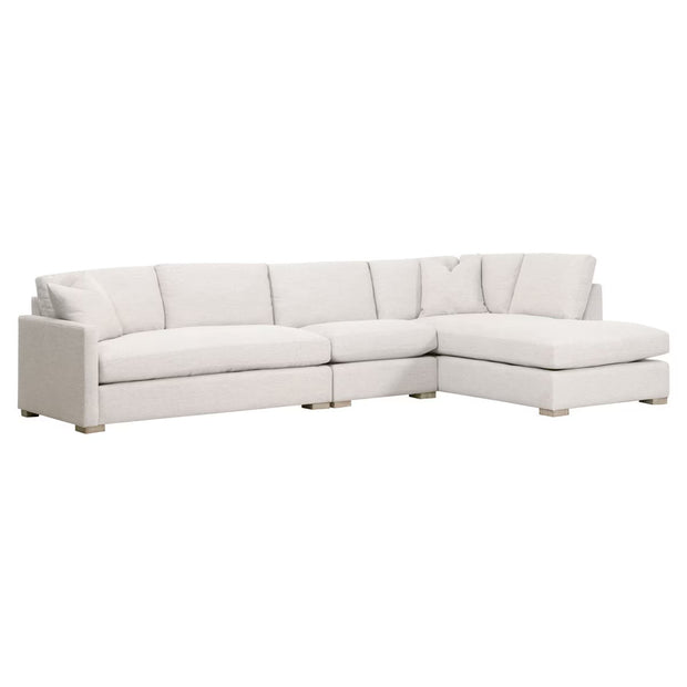 Essentials For Living Clara Modular 2-Seat Left Slim Arm Sofa ~ Performance Stone Basketweave, Natural Gray Oak