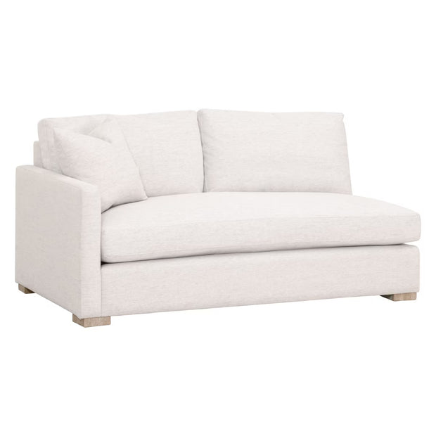 Essentials For Living Clara Modular 2-Seat Left Slim Arm Sofa ~ Performance Stone Basketweave, Natural Gray Oak