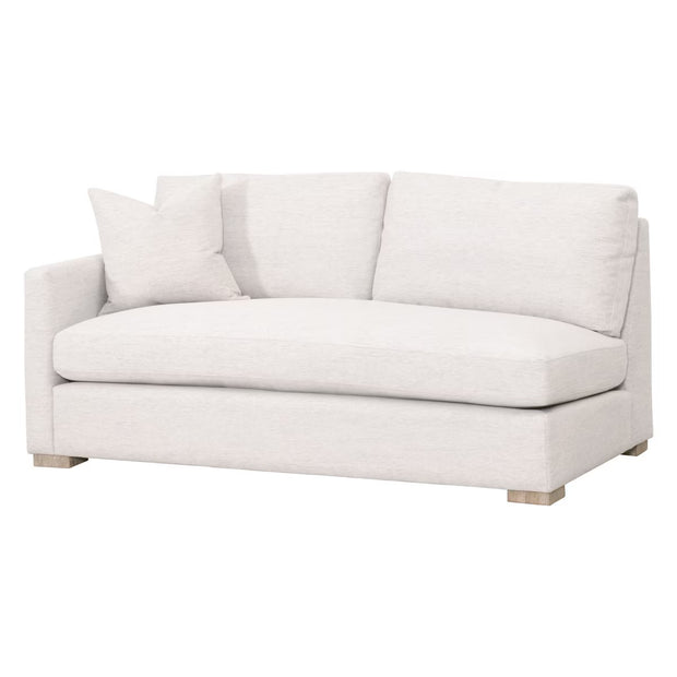 Essentials For Living Clara Modular 2-Seat Left Slim Arm Sofa ~ Performance Stone Basketweave, Natural Gray Oak
