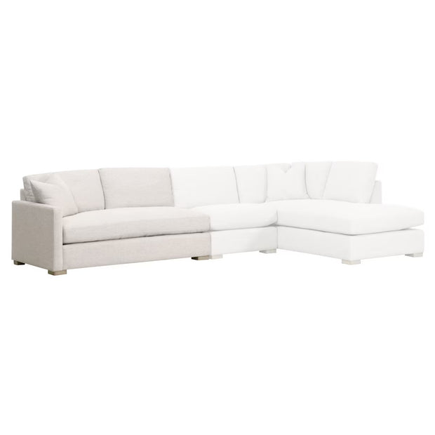 Essentials For Living Clara Modular 2-Seat Left Slim Arm Sofa ~ Performance Stone Basketweave, Natural Gray Oak