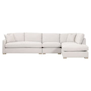 Essentials For Living Clara Modular 2-Seat Left Slim Arm Sofa ~ Performance Stone Basketweave, Natural Gray Oak