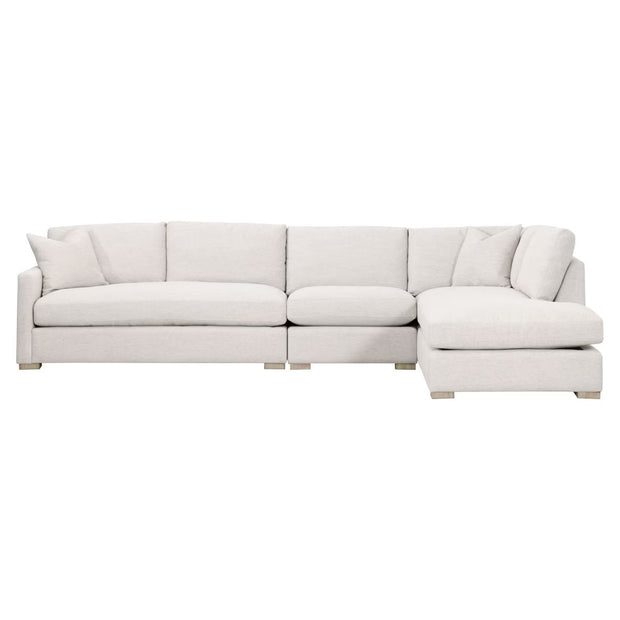 Essentials For Living Clara Modular 2-Seat Left Slim Arm Sofa ~ Performance Stone Basketweave, Natural Gray Oak