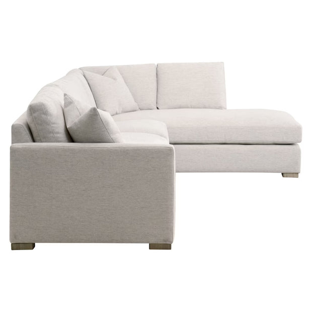 Essentials For Living Clara Modular 2-Seat Left Slim Arm Sofa ~ Performance Stone Basketweave, Natural Gray Oak