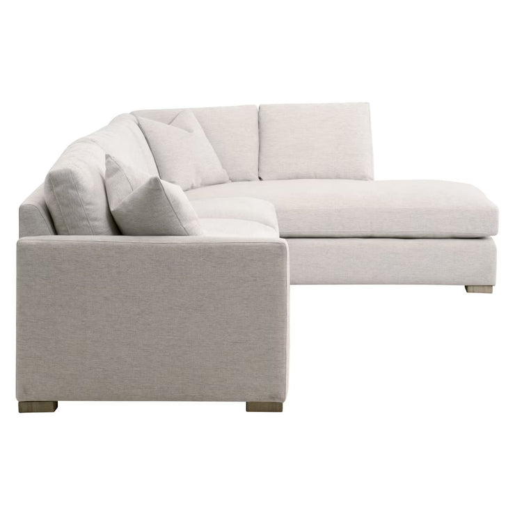 Essentials For Living Clara Modular 2-Seat Left Slim Arm Sofa ~ Performance Stone Basketweave, Natural Gray Oak