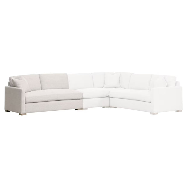 Essentials For Living Clara Modular 2-Seat Left Slim Arm Sofa ~ Performance Stone Basketweave, Natural Gray Oak
