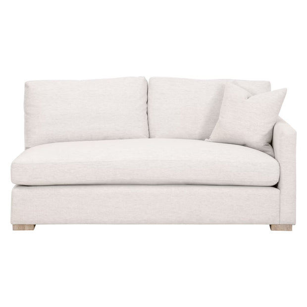 Essentials For Living Clara Modular 2-Seat Right Slim Arm Sofa ~ Performance Stone Basketweave, Natural Gray Oak