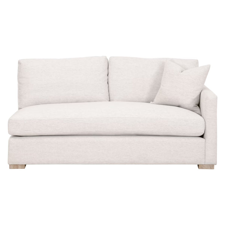 Essentials For Living Clara Modular 2-Seat Right Slim Arm Sofa ~ Performance Stone Basketweave, Natural Gray Oak