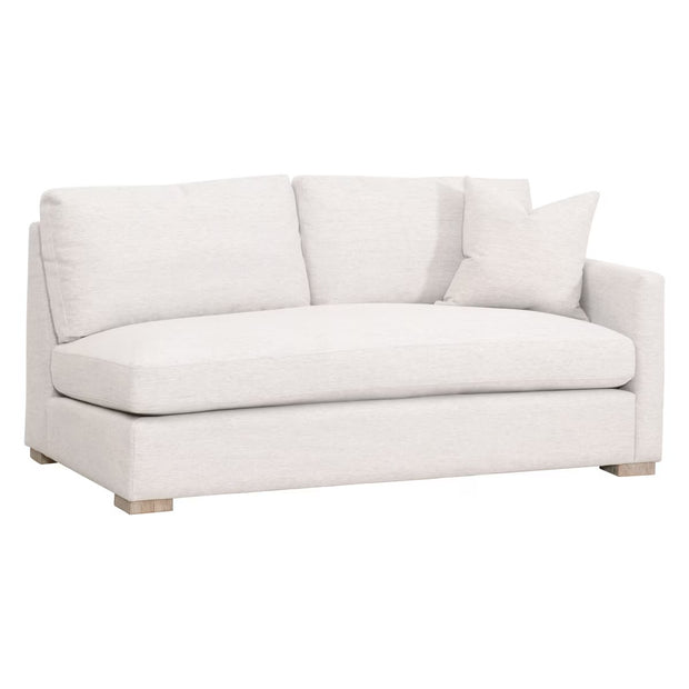 Essentials For Living Clara Modular 2-Seat Right Slim Arm Sofa ~ Performance Stone Basketweave, Natural Gray Oak