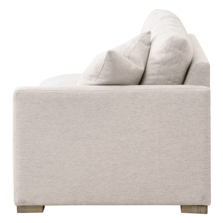 Essentials For Living Clara Modular 2-Seat Right Slim Arm Sofa ~ Performance Stone Basketweave, Natural Gray Oak