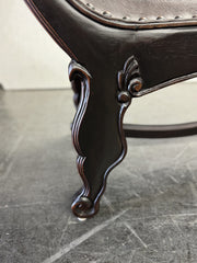 Casa Bonita Peruvian Hand-Carved Wood and Hand-Tooled Leather Turin Leather Bench