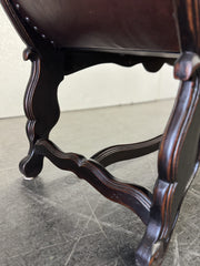 Casa Bonita Peruvian Hand-Carved Wood and Hand-Tooled Leather Turin Leather Bench