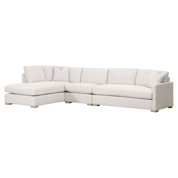 Essentials For Living Clara Modular 2-Seat Right Slim Arm Sofa ~ Performance Stone Basketweave, Natural Gray Oak