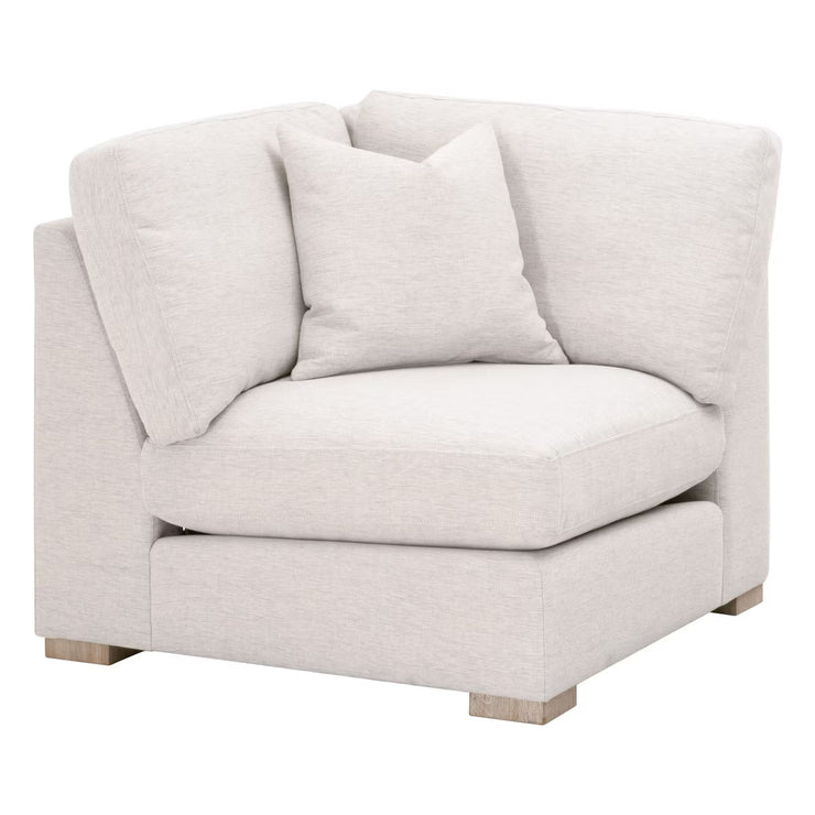 Essentials For Living Clara Modular Corner Chair ~ Performance Stone Basketweave, Natural Gray Oak