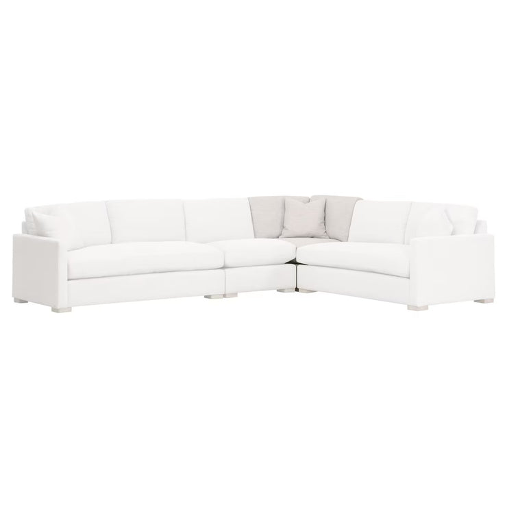 Essentials For Living Clara Modular Corner Chair ~ Performance Stone Basketweave, Natural Gray Oak