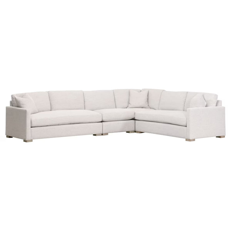 Essentials For Living Clara Modular Corner Chair ~ Performance Stone Basketweave, Natural Gray Oak