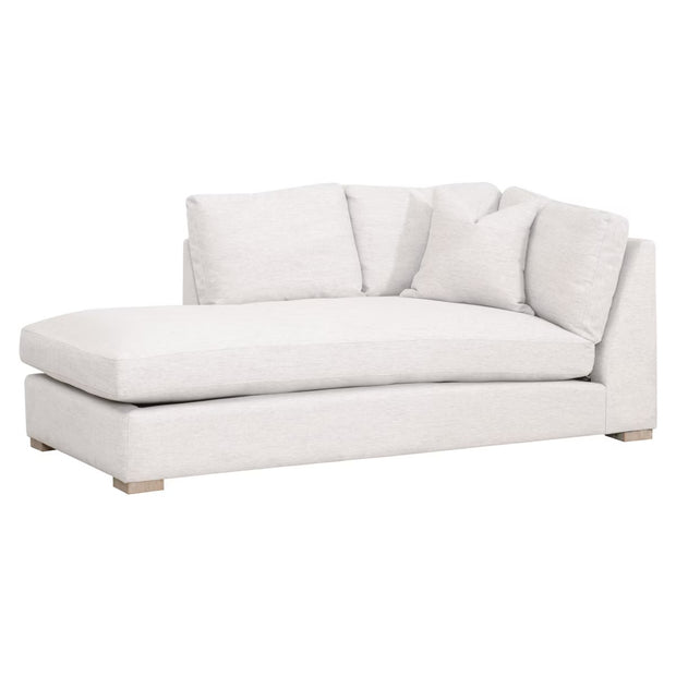 Essentials For Living Clara Modular Left-Facing Chaise ~ Performance Stone Basketweave, Natural Gray Oak