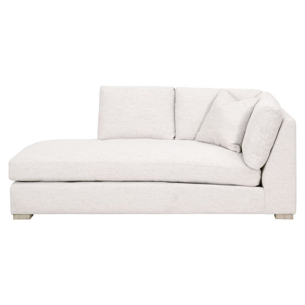 Essentials For Living Clara Modular Left-Facing Chaise ~ Performance Stone Basketweave, Natural Gray Oak