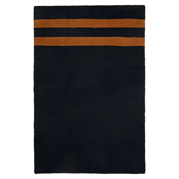 Kashwere Ultra Plush Chestnut and Black Two Stripe Travel Blanket with Logo Pouch