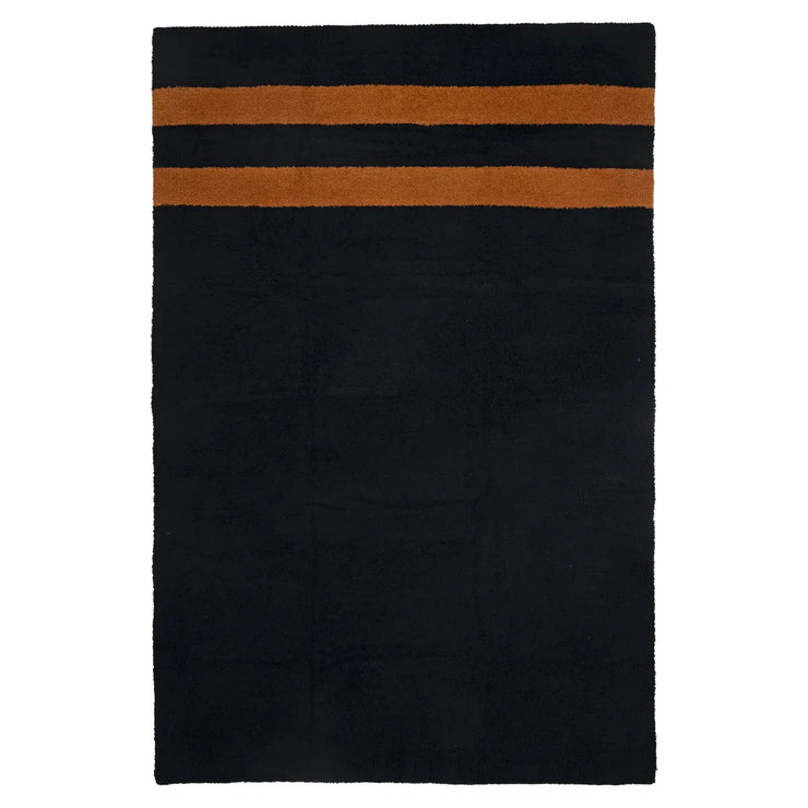 Kashwere Ultra Plush Chestnut and Black Two Stripe Travel Blanket with Logo Pouch