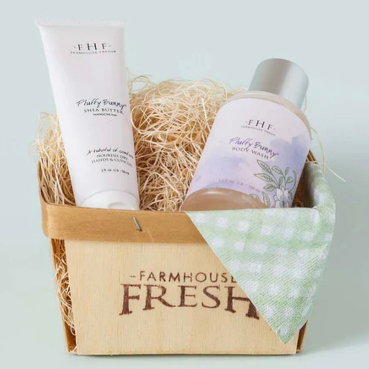 Farmhouse Fresh Fluffy Bunny Harvest Gift Basket ~ Shea Butter Hand Cream and Body Wash