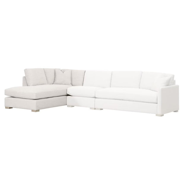 Essentials For Living Clara Modular Left-Facing Chaise ~ Performance Stone Basketweave, Natural Gray Oak