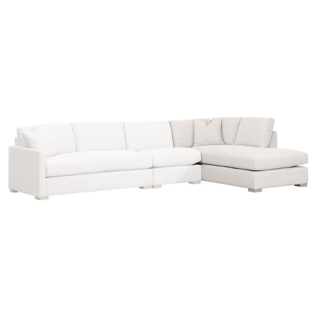 Essentials For Living Clara Modular Right-Facing Chaise ~ Performance Stone Basketweave, Natural Gray Oak