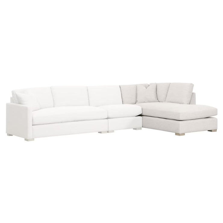 Essentials For Living Clara Modular Right-Facing Chaise ~ Performance Stone Basketweave, Natural Gray Oak