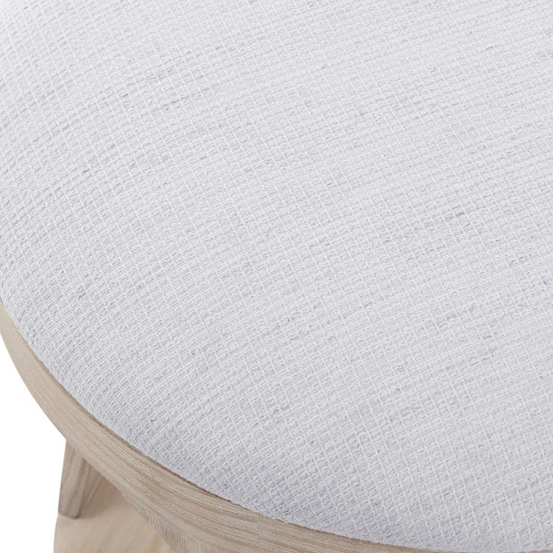 Uttermost Dennen Off White Fabric Cushioned Top Round Wood Bench
