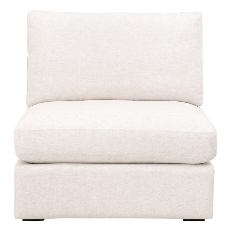 Essentials For Living Daley Modular Armless Chair ~ Performance Textured Cream Linen, Espresso