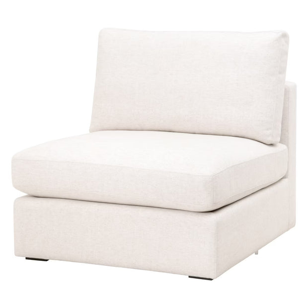 Essentials For Living Daley Modular Armless Chair ~ Performance Textured Cream Linen, Espresso