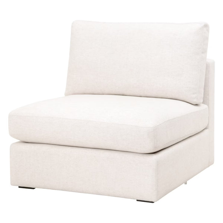 Essentials For Living Daley Modular Armless Chair ~ Performance Textured Cream Linen, Espresso