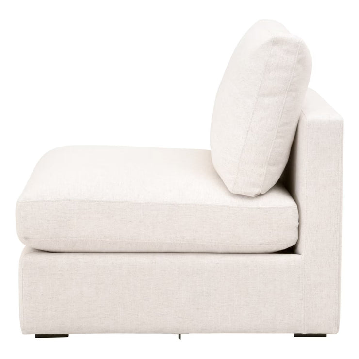 Essentials For Living Daley Modular Armless Chair ~ Performance Textured Cream Linen, Espresso