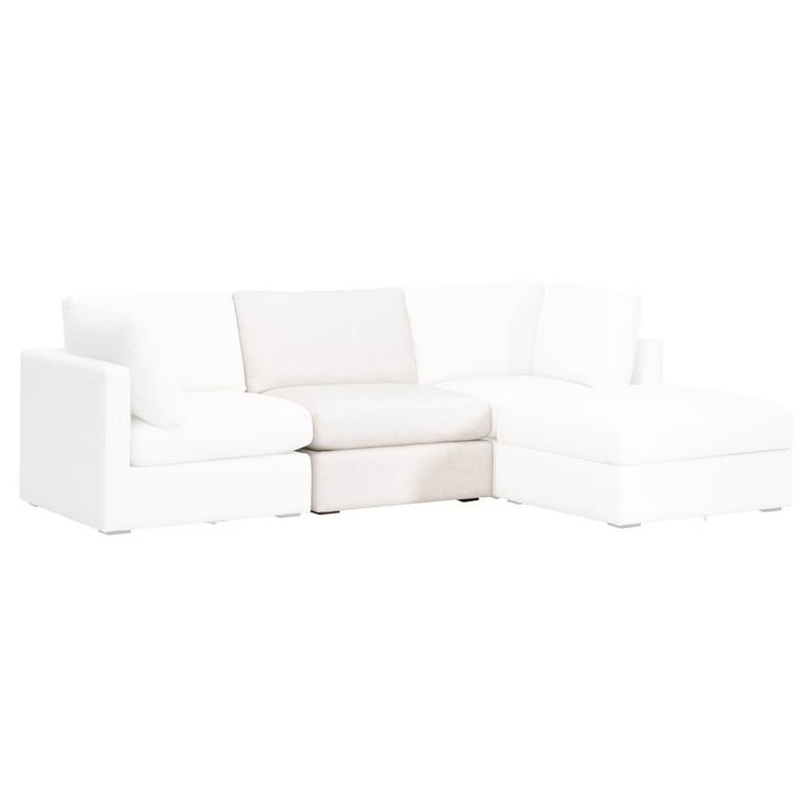 Essentials For Living Daley Modular Armless Chair ~ Performance Textured Cream Linen, Espresso