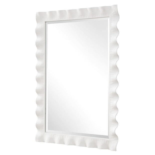 Uttermost Haya Semi-White Glossed Scalloped Mirror