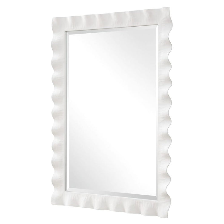 Uttermost Haya Semi-White Glossed Scalloped Mirror
