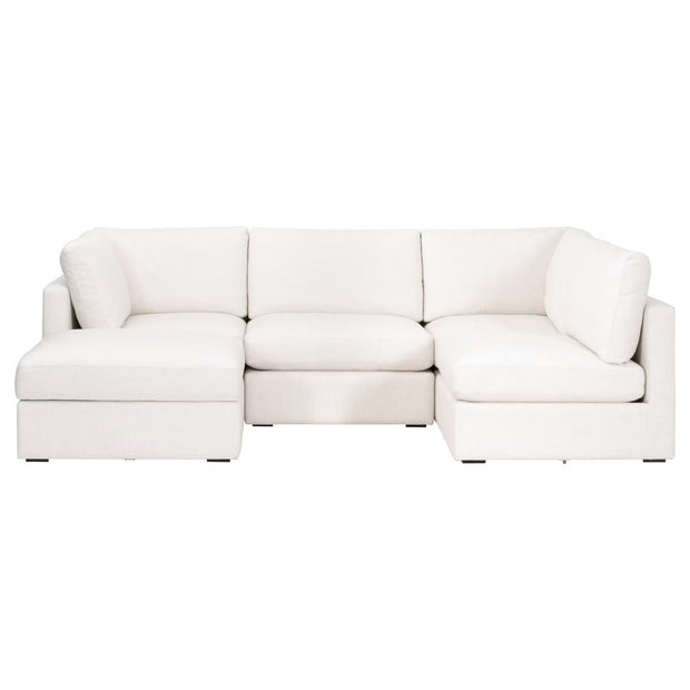 Essentials For Living Daley Modular Armless Chair ~ Performance Textured Cream Linen, Espresso