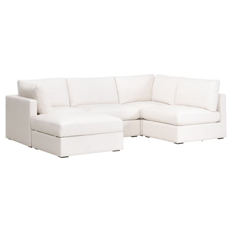 Essentials For Living Daley Modular Armless Chair ~ Performance Textured Cream Linen, Espresso