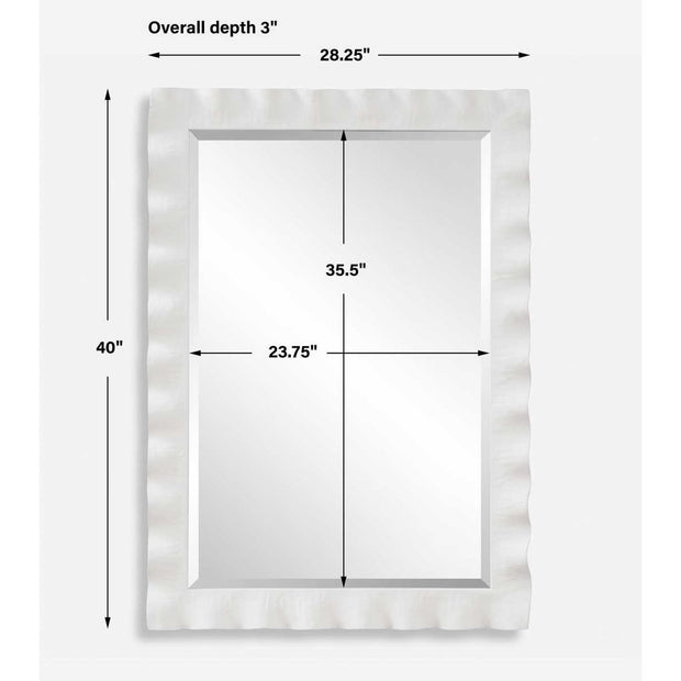 Uttermost Haya Semi-White Glossed Scalloped Mirror