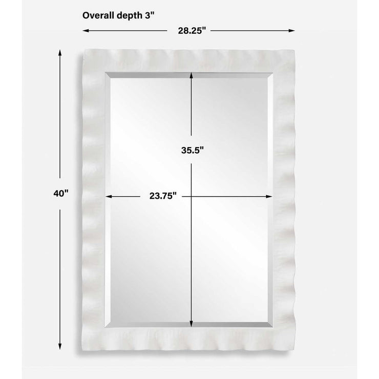 Uttermost Haya Semi-White Glossed Scalloped Mirror