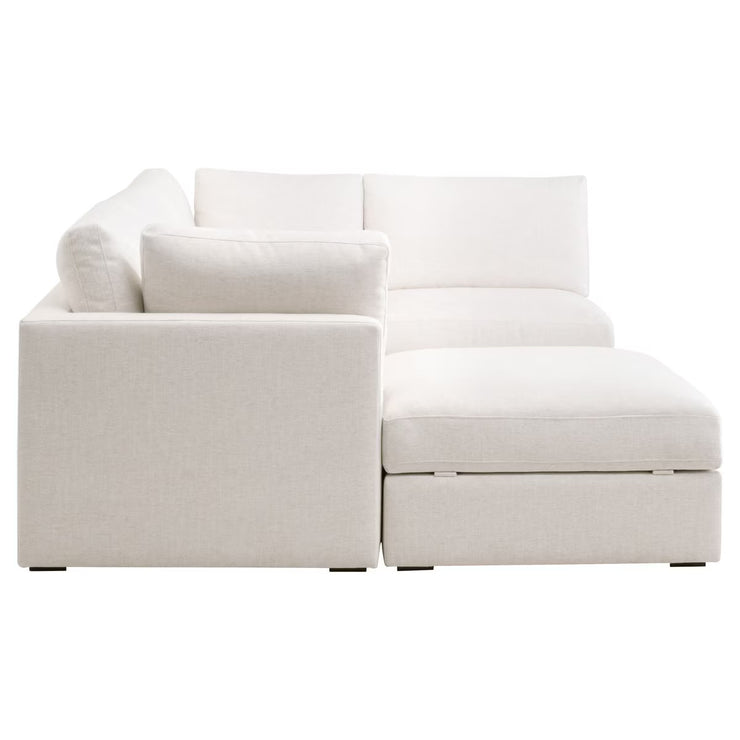 Essentials For Living Daley Modular Armless Chair ~ Performance Textured Cream Linen, Espresso