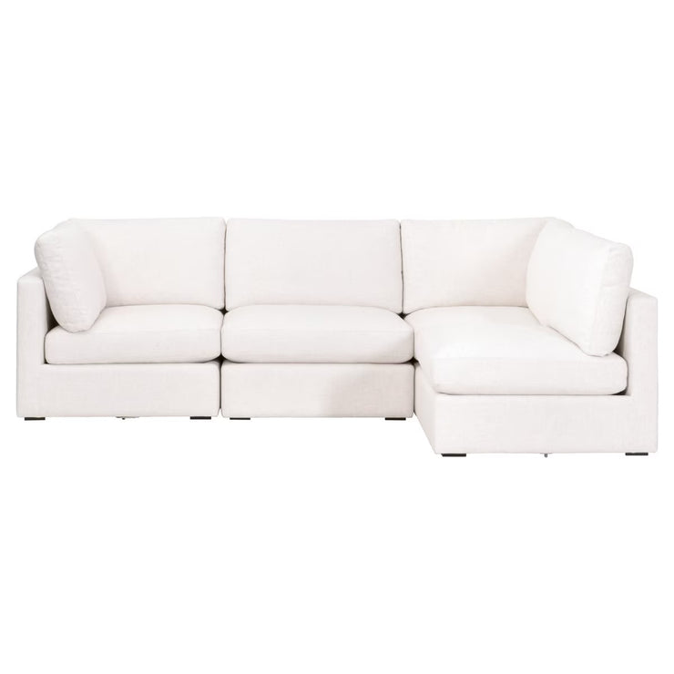 Essentials For Living Daley Modular Armless Chair ~ Performance Textured Cream Linen, Espresso