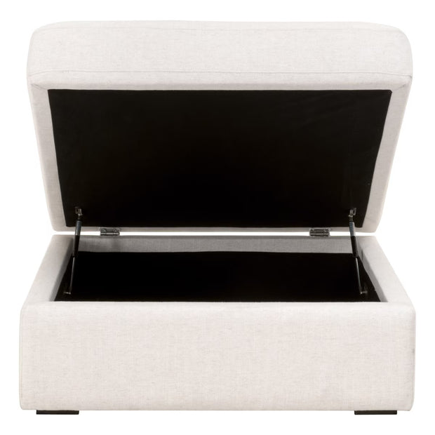 Essentials For Living Daley Modular Storage Ottoman ~ Performance Textured Cream Linen, Espresso